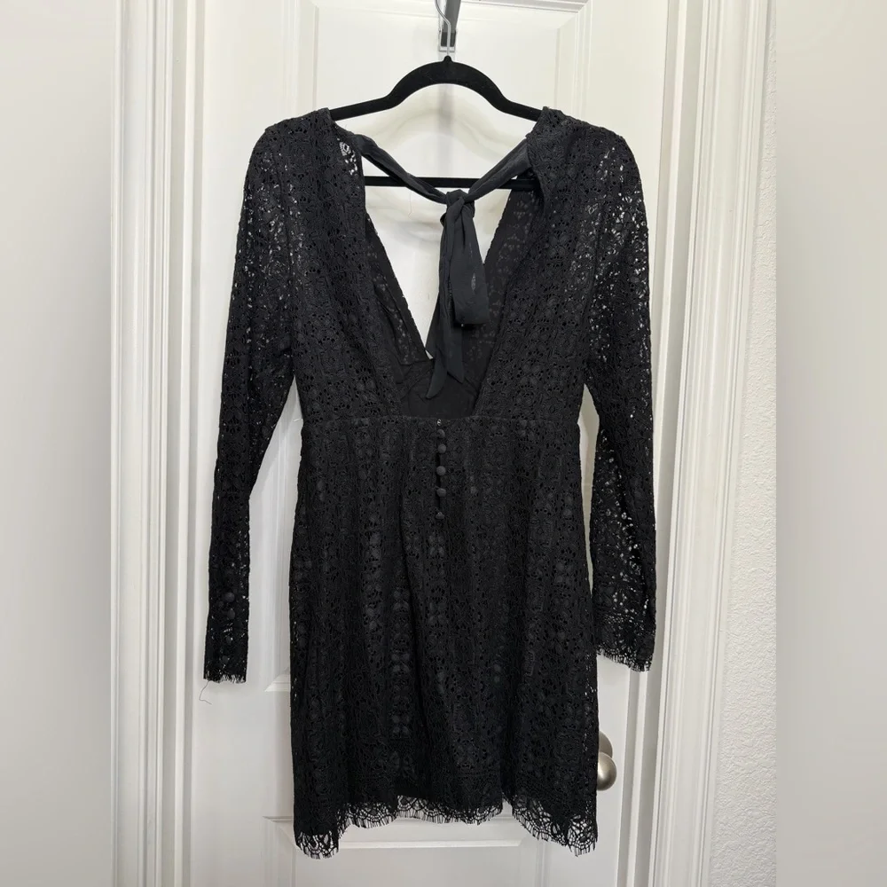 Free People Turn Back Time Black Min Lace Dress Sz 0 - Picture 2 of 7